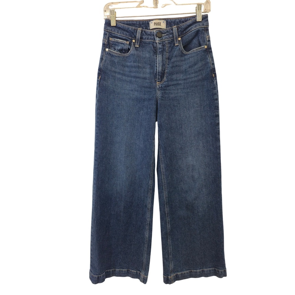 PAIGE Harper High Rise Wide Leg Jeans Dark Wash Denim Size 25